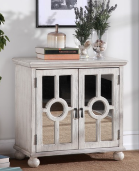 Homelegance White Console Cabinet with Mirrored Door Accents