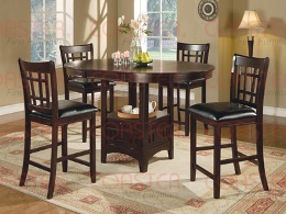 Coaster Lavon Cappuccino Finish Counter-Height Dining Set with 1 Leaf & 4 Barstools