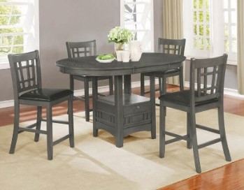 Coaster Lavon Grey Counter-Height Dining Set with 1 Leaf & 4 Barstools