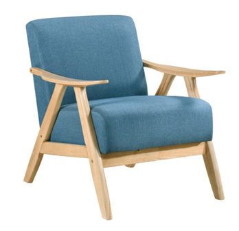 Homelegance Blue Fabric Accent Chair with Natural Finish Hardwood Frame