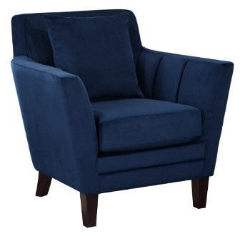 Homelegance Adore Navy Blue Velvet Accent Chair with Pillow