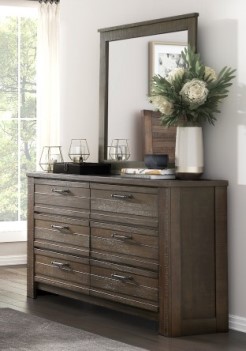 Homelegance Dark Brown Finish Hardwood 6-Drawer Dresser with Mirror