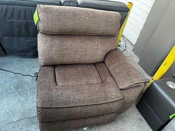 Manwah Brown Fabric with Contrast Stitching One-Arm Power Recliner
