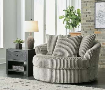 Ashley Lux Charcoal Oversized Swivel Chair