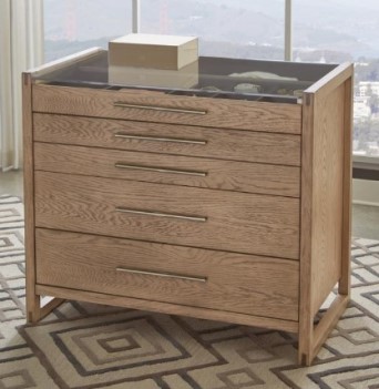 Coaster Smithson Grey Oak 5-Drawer Chest with Glass Top