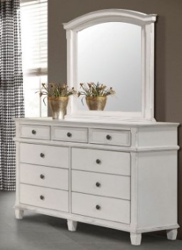 Coaster Carolina 9-Drawer Antique White Dresser with Mirror