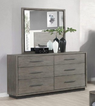 Coaster Derbyshire Grey Oak 6-Drawer Dresser with Mirror