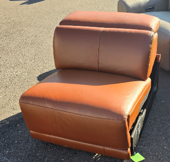 Cognac Armless Chair (DOES NOT RECLINE)