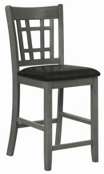 Coaster Lavon 24-Inch Grey Grid-Back Barstools with Faux Leather Seats (set of 2)