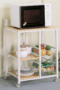 Coaster White & Natural Finish Kitchen Cart