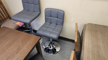 Charcoal Grey Faux Leather Upholstered Adjustable Height Barstool