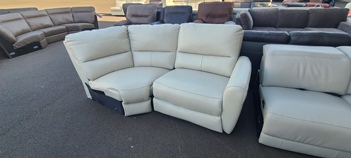 Jason White Leather 2-Piece Curved Loveseat