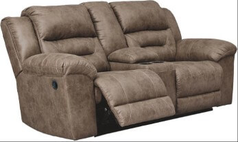Ashley Rockland Fossil Microsuede Power Reclining Console Loveseat