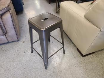 Industrial Charcoal Metal 24-Inch Backless Barstool