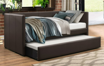 Homelegance Adra Brown Faux Leather Daybed with Trundle 
