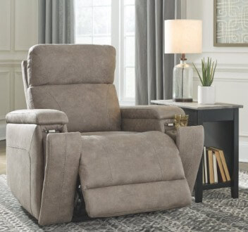 Ashley Roland Light Taupe Power Recliner with Power Lumbar & Power Headrest