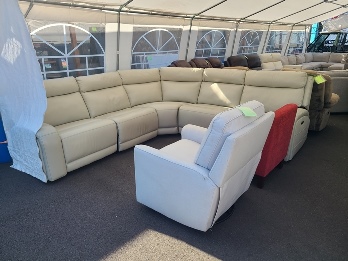 Jason Furniture Gearhart Ivory Leather Power Reclining Sectional with Power Headrests (blemish)
