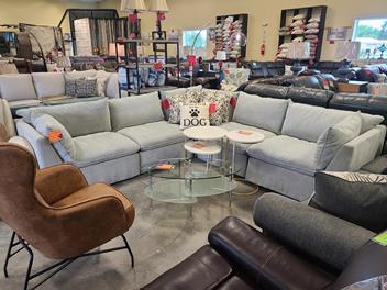Thomasville Rockford 5-Piece Silver Fabric Power Reclining Sectional