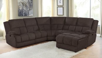 Coaster Bradford Brown Fabric 6-Piece Power Reclining Sectional with Power Headrests