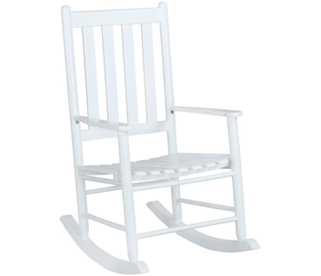 Coaster White Slat-Back Solid Wood Rocking Chair