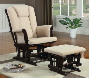 Cappuccino Finish Glider with Ottoman