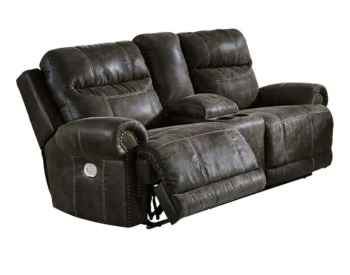 Ashley Greenview Charcoal Power Reclining Console Loveseat with Power Headrests
