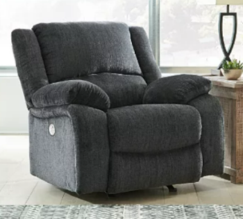 Ashley Drayson Slate Fabric Power Rocker Recliner with USB