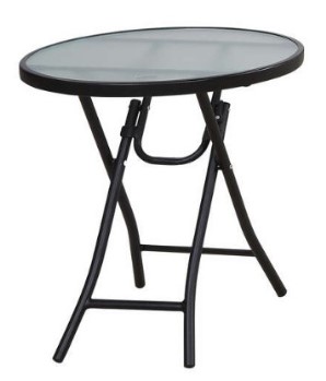 Outdoor Round 18-Inch Folding Table with Glass Top