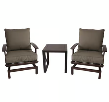 Outdoor Chat Set with 2 Motion Chairs & End Table