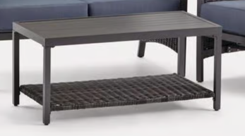 Outdoor Dark Brown Powdered-Coated Steel Framed Coffee Table