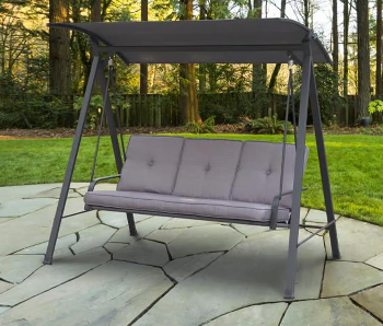 Outdoor 3-Person Steel-Framed Swing