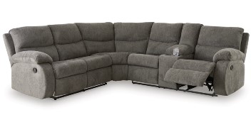 Ashley Morrison Charcoal Fabric 2-Piece Reclining Sectional with Console