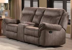Homelegance Aram Brown Microsuede Gliding/Reclining Console Loveseat