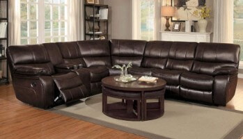 Homelegance Pecos Dark Brown Leather Gel Match 3-Piece Reclining Sectional with Console