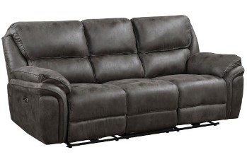 Homelegance Proctor Grey Microsuede Power Reclining Sofa
