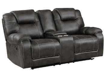 Homelegance Dark Charcoal Microsuede Reclining Console Loveseat