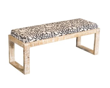 Coaster Black & White Upholstered Bench with Distressed Frame