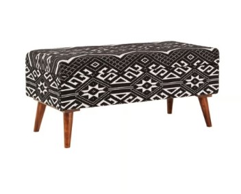 Coaster Black & White Upholstered Storage Bench