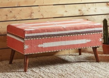 Coaster Southwest Upholstered Storage Bench with Nailhead Trim