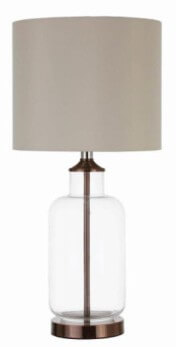 Coaster Translucent Glass & Antique Brass Table Lamp with White Shade