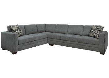 Homelegance Sinclair Charcoal Fabric 2-Piece Sectional with Nailhead Trim