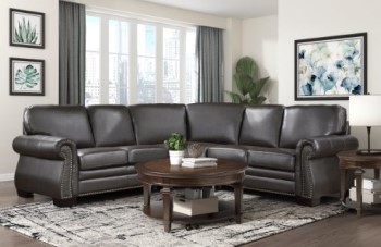 Homelegance Wareham Dark Brown Top Grain Leather 3-Piece Sectional