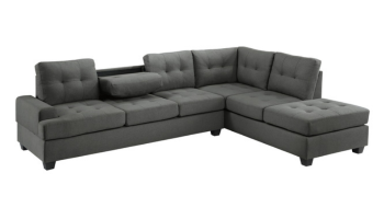 Homelegance Dunstan Dark Grey 2-Piece Sectional with Drop-Down Console