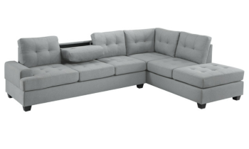 Homelegance Dunstan Light Grey 2-Piece Sectional with Drop-Down Console