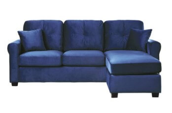 Homelegance Monty Plush Blue Sofa with Reversible Chaise