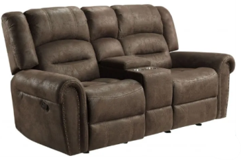 Homelegance Creighton Brown Microsuede Reclining Console Loveseat