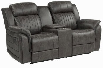 Homelegance Center Charcoal Microsuede Reclining Console Loveseat