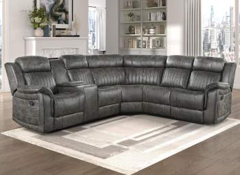 Homelegance Center Charcoal Microsuede Reclining 3-Piece Sectional 