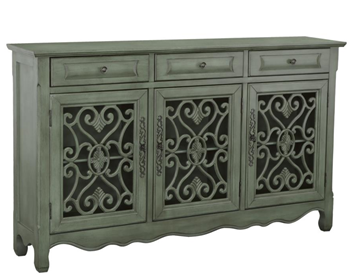 Coaster Madeline Antique Green Scrollwork Accent Cabinet