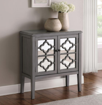 Coaster Distressed Grey Accent Cabinet with Mirrored Accents (blemish)